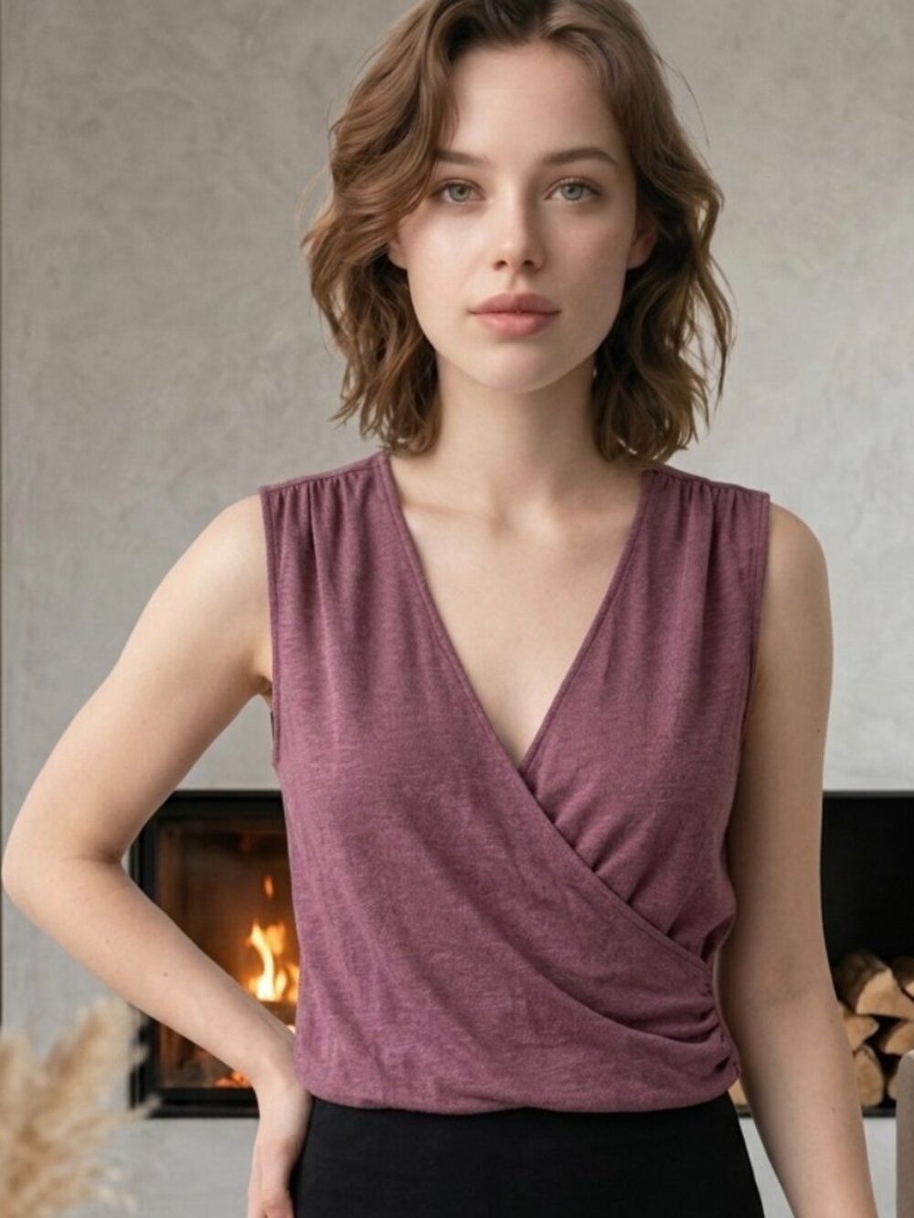 Wrap Tank Cami S Mauve Balletcore Boho Romantic Dance Layering Soft Cottage